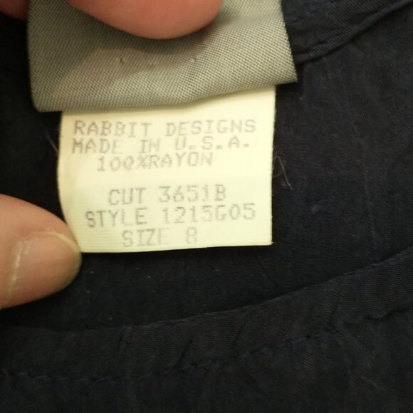 Rabbit Rabbit Rabbit Vintage Y2K Slip Shirt Maxi Dress, Navy Blue, Size S-M - Picture 7 of 9